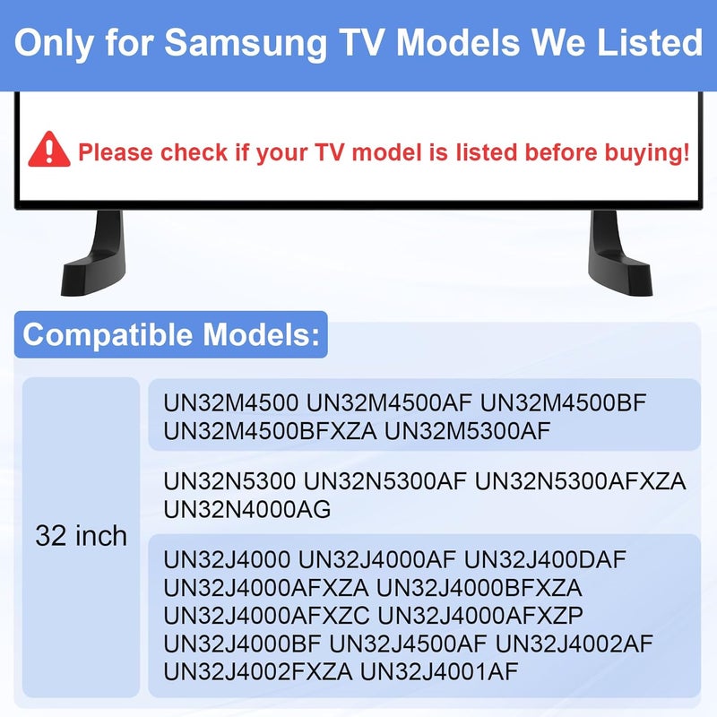 Maozhren TV Stand Legs for Samsung TV Legs, Only for UN32J4000AF UN32M4500BF UN32M4500 UN32J4000 UN32N5300 UN32J400DAF UN32M4500AF UN32N5300AF UN32J4500AF UN32J4002AF for Samsung TV Stand Legs with Screws - Image 2
